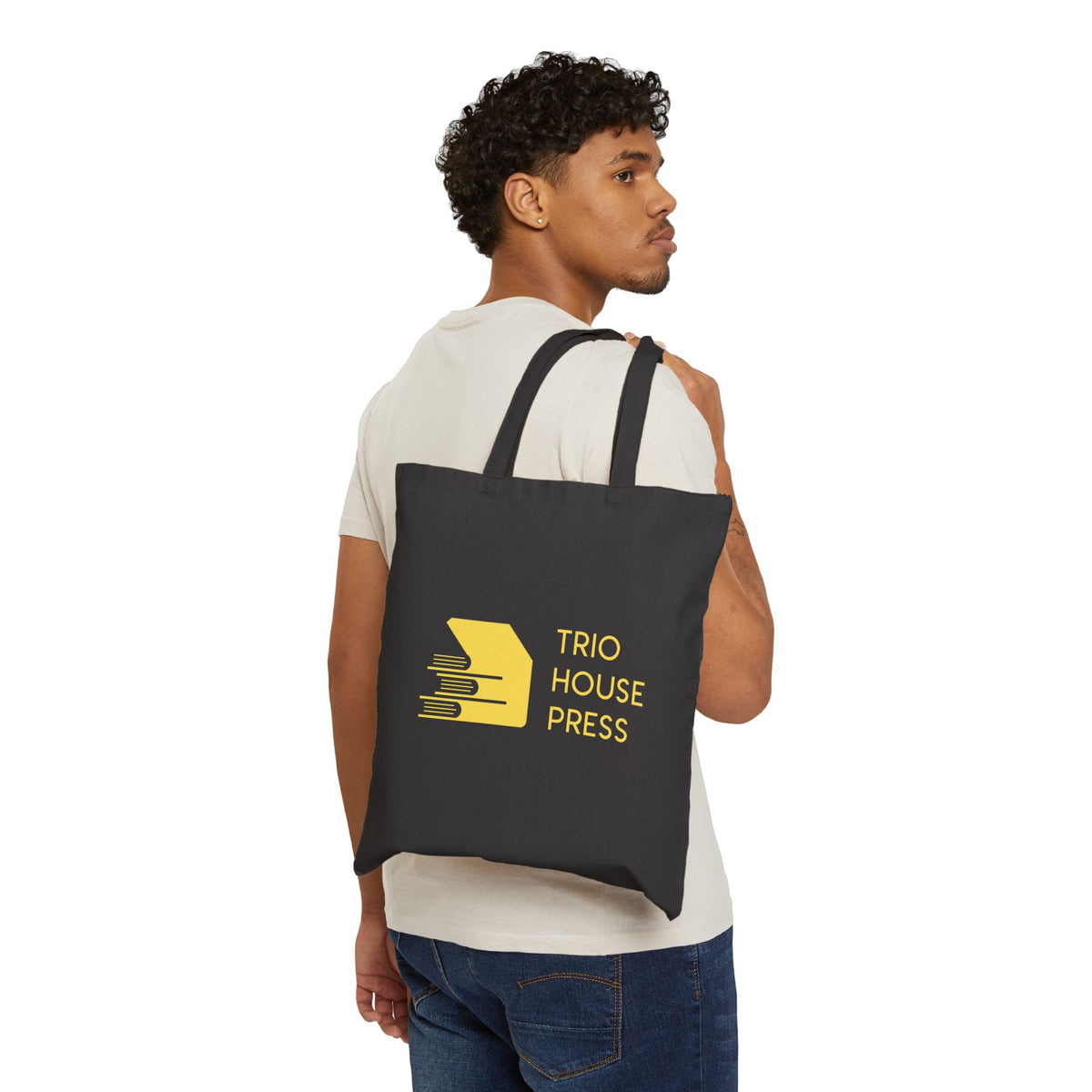 Trio House Press Cotton Canvas Tote Bag – Book Lover’s Logo Tote