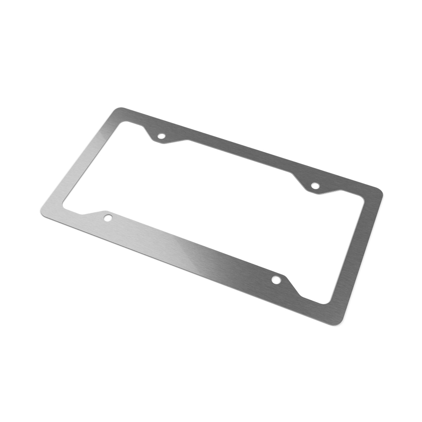 Metal License Plate Frame — Brushed Stainless Steel Car Tag Frame (Custom Text/Logo Area)