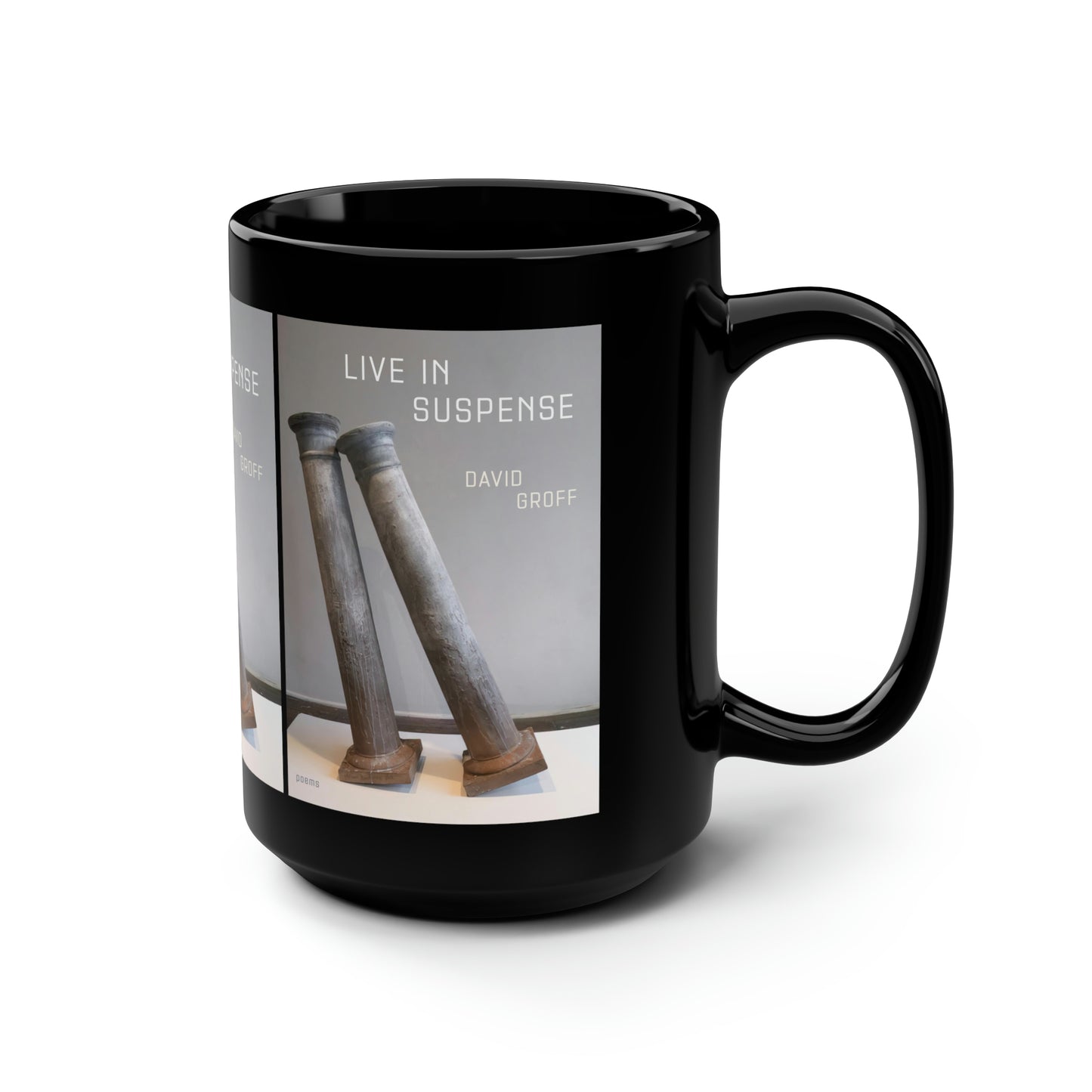 Live in Suspense Black Mug, 15oz