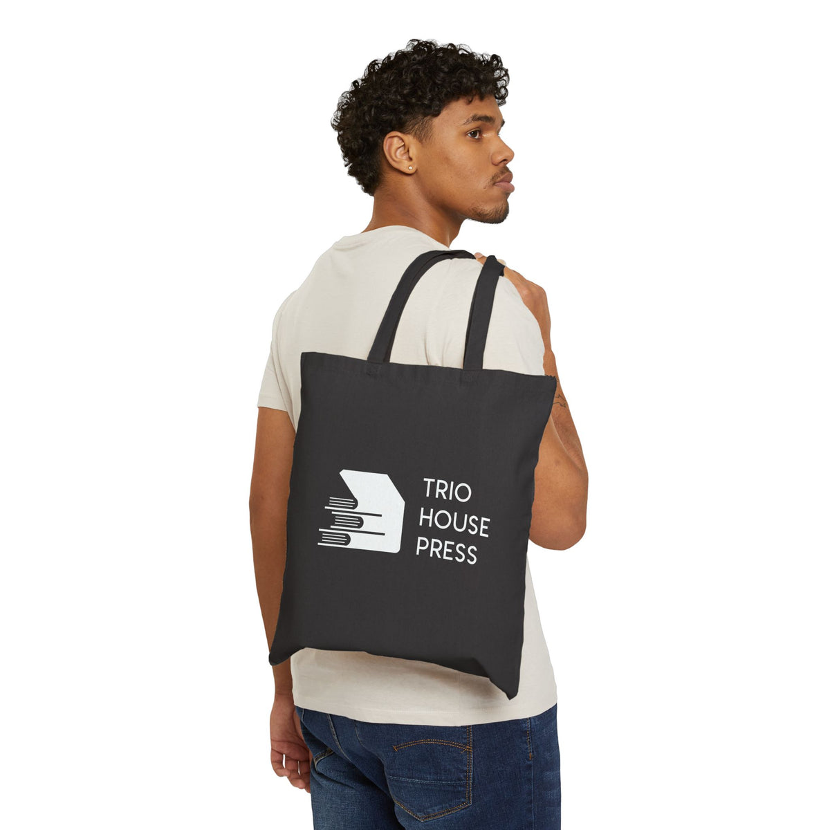 Trio House Press Cotton Canvas Tote Bag – Book Lover’s Logo Tote