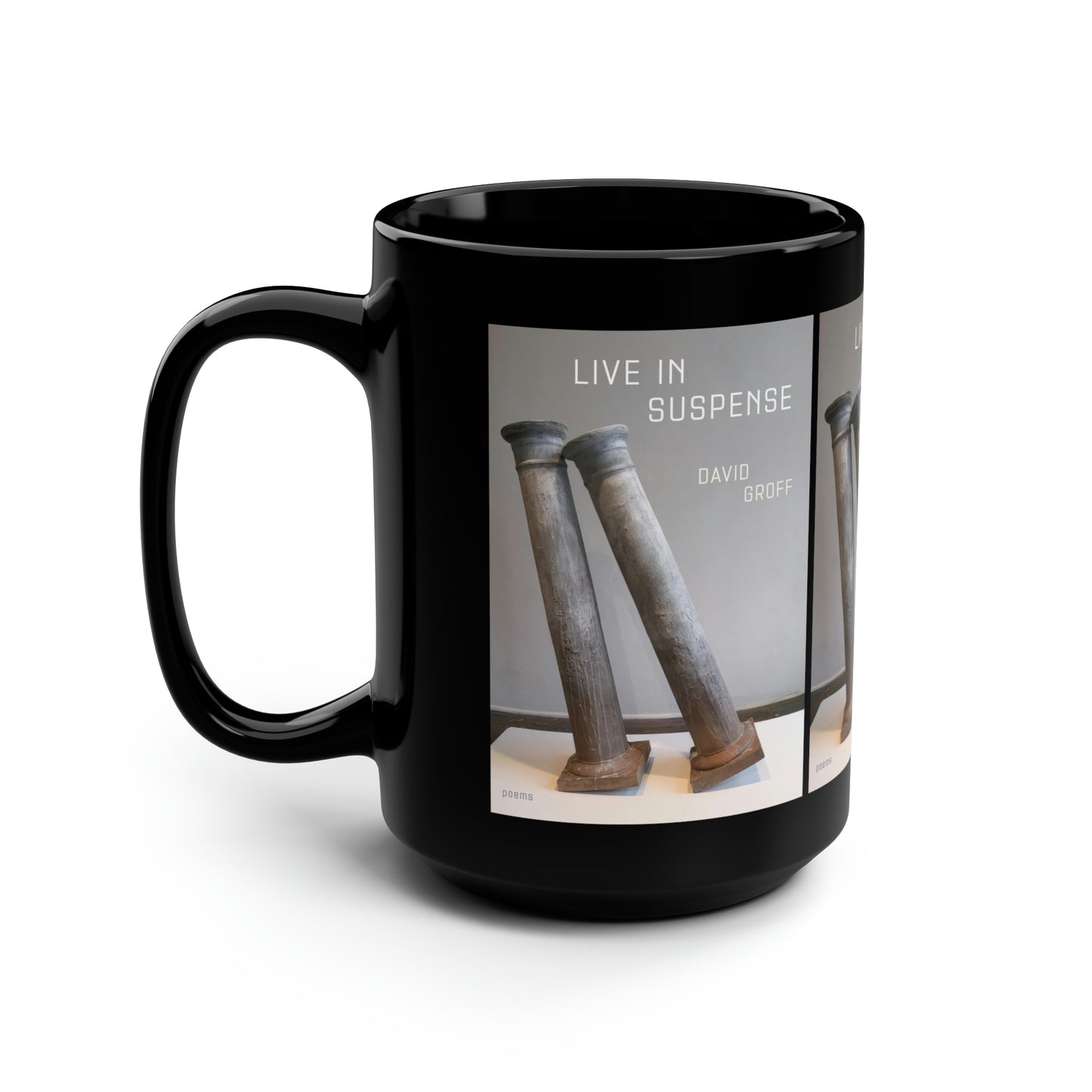 Live in Suspense Black Mug, 15oz