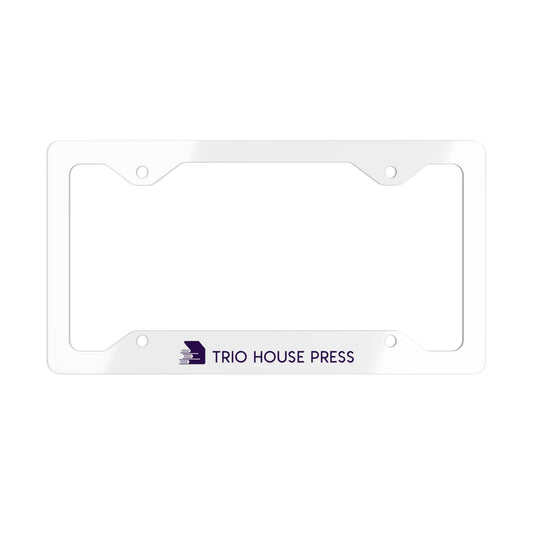Metal License Plate Frame — Brushed Stainless Steel Car Tag Frame (Custom Text/Logo Area)